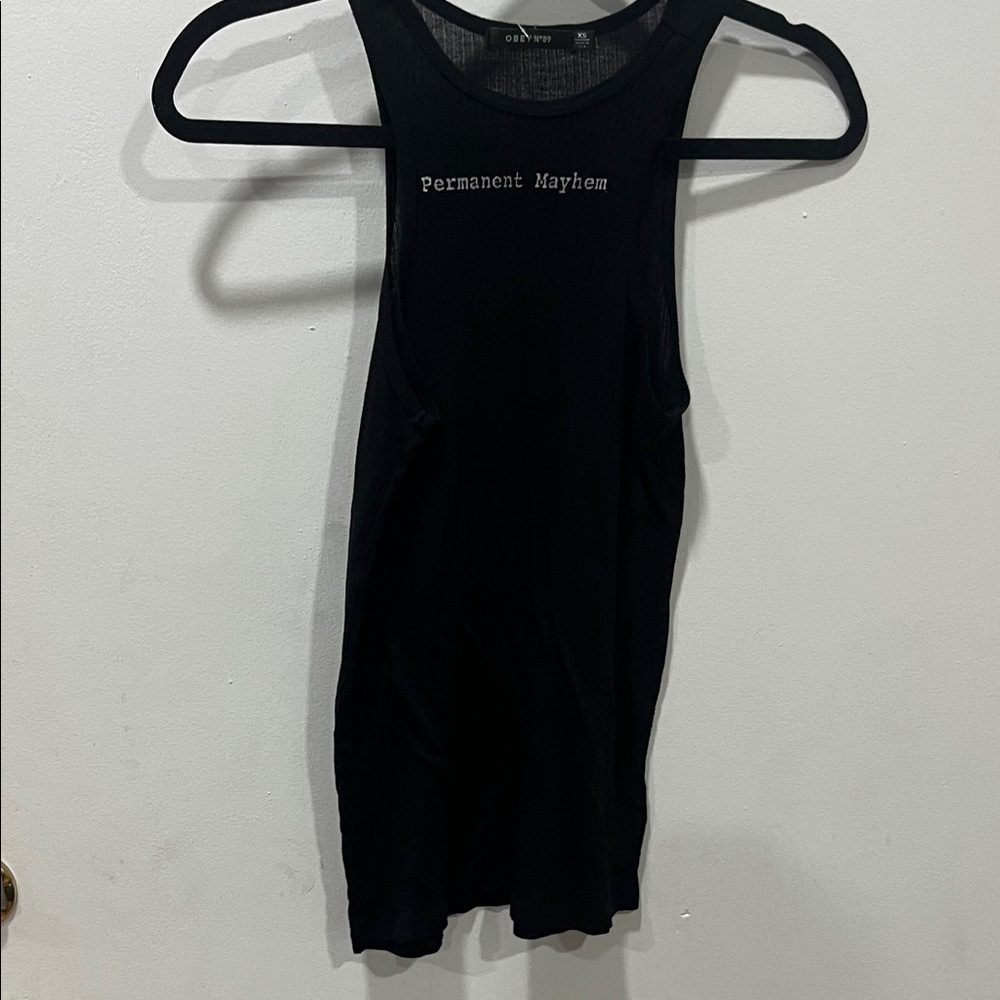 Obey Black Tank Top with Graphic Text